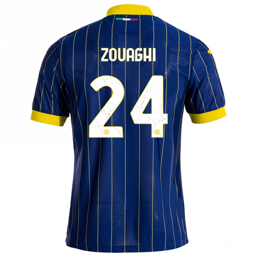 Kids Football Thomas Zouaghi #24 Blue Yellow Home Jersey 2024/25 T-Shirt Canada