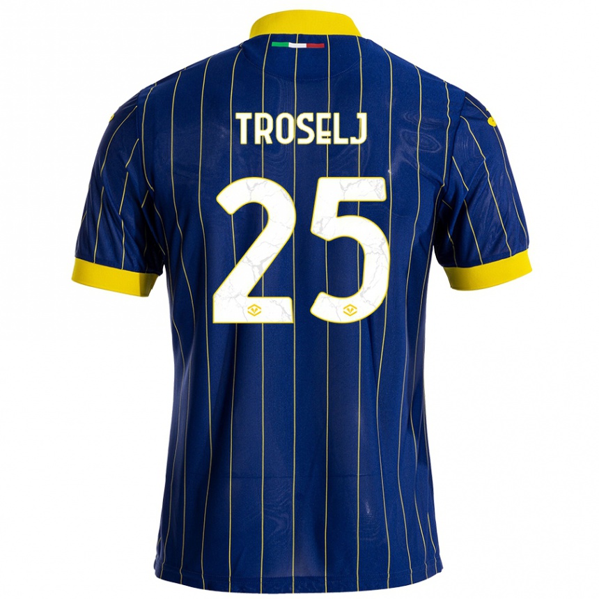 Kids Football Ethan Troselj #25 Blue Yellow Home Jersey 2024/25 T-Shirt Canada