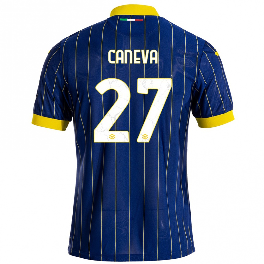 Enfant Football Maillot Elia Caneva #27 Bleu Jaune Tenues Domicile 2024/25 Canada