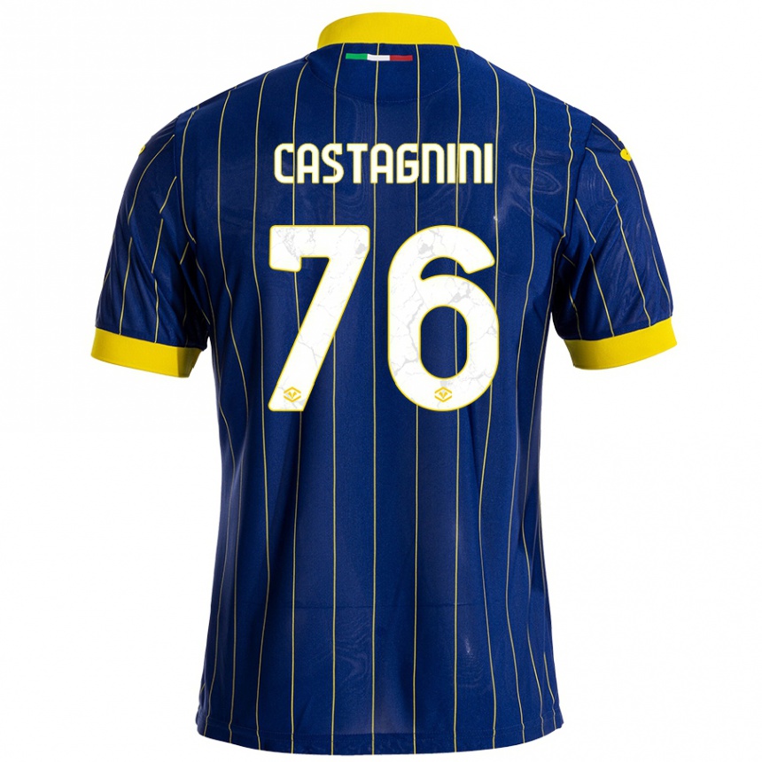 Kids Football Mirko Castagnini #76 Blue Yellow Home Jersey 2024/25 T-Shirt Canada