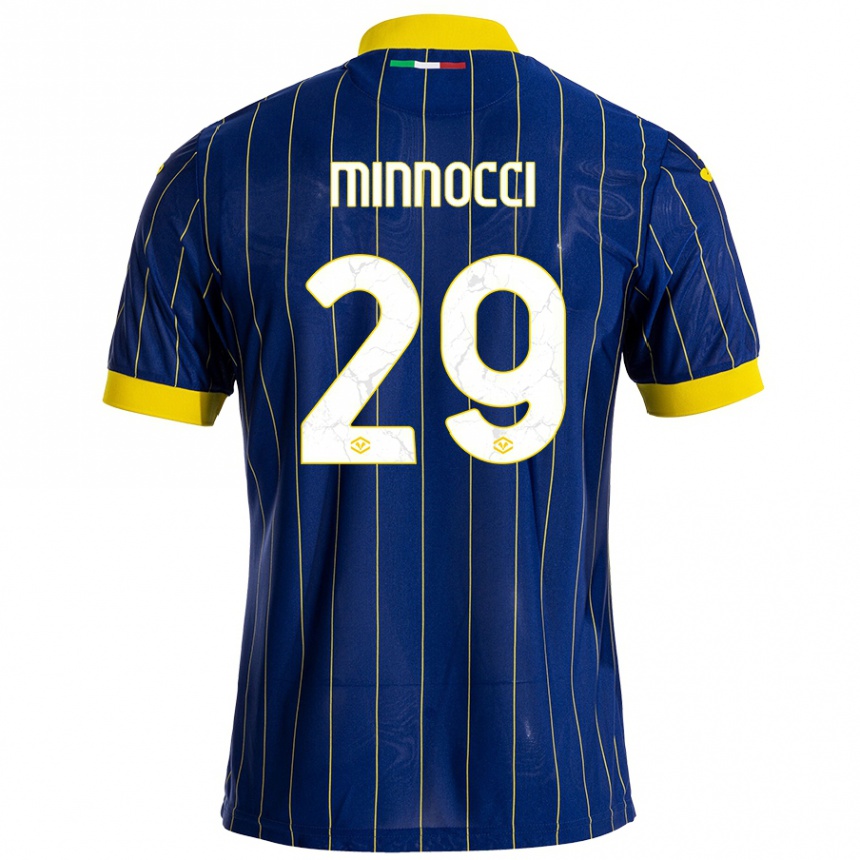 Kids Football Valerio Minnocci #29 Blue Yellow Home Jersey 2024/25 T-Shirt Canada