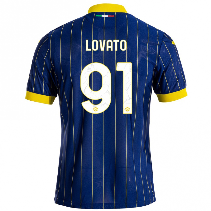 Kids Football Enrico Lovato #91 Blue Yellow Home Jersey 2024/25 T-Shirt Canada