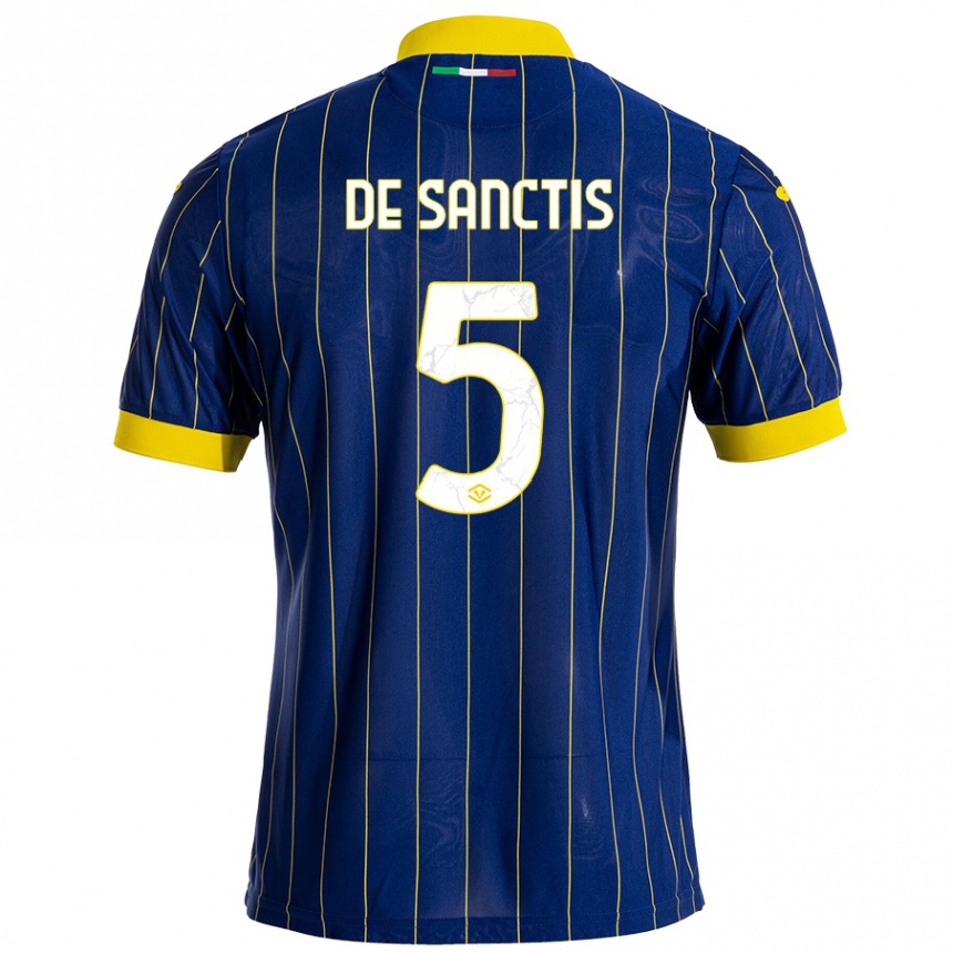 Kids Football Aurora De Sanctis #5 Blue Yellow Home Jersey 2024/25 T-Shirt Canada