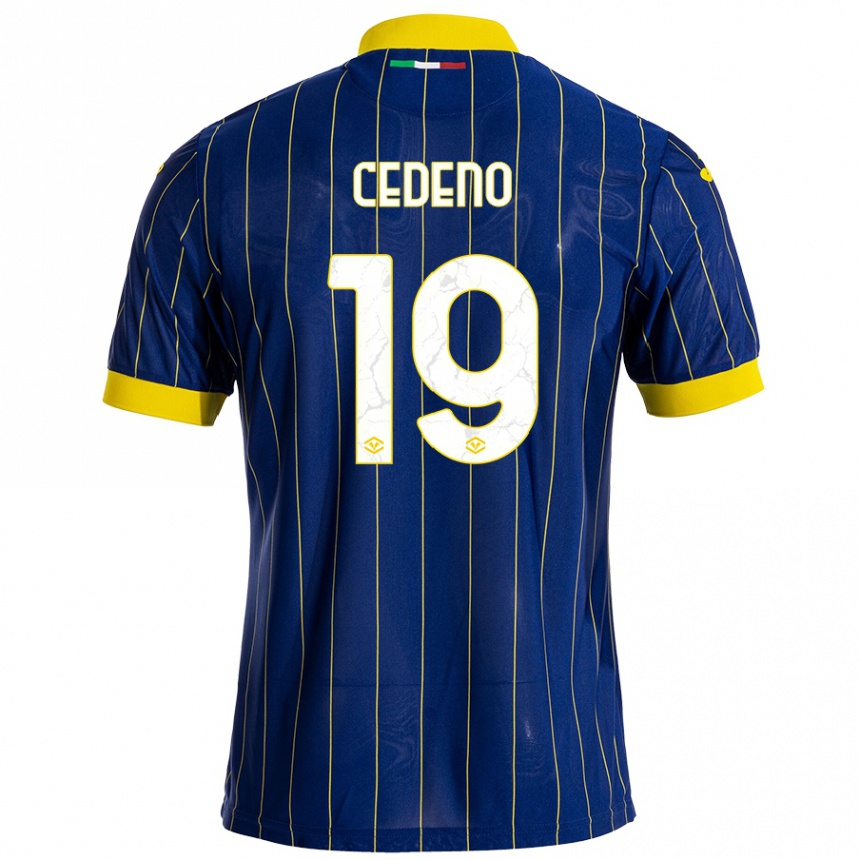 Kids Football Lineth Cedeno #19 Blue Yellow Home Jersey 2024/25 T-Shirt Canada