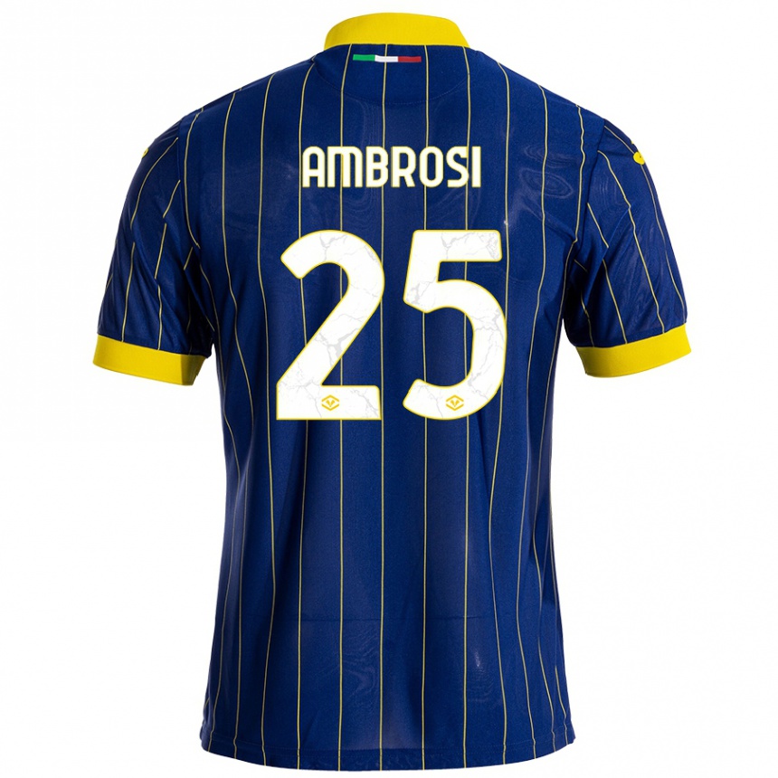 Kids Football Caterina Ambrosi #25 Blue Yellow Home Jersey 2024/25 T-Shirt Canada