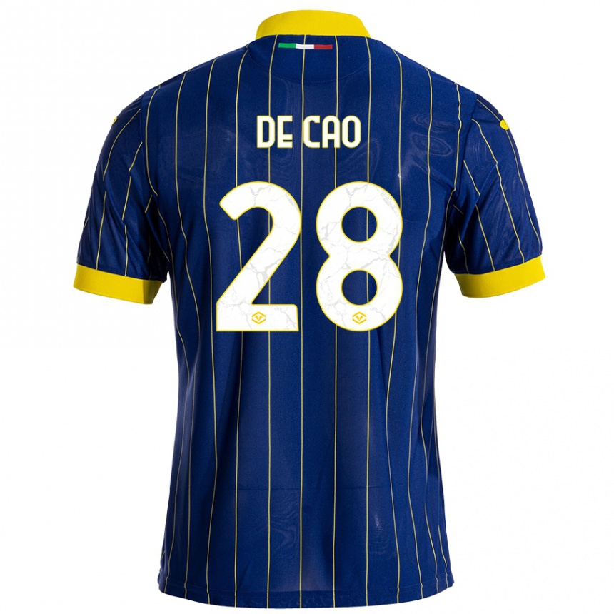 Kids Football Elena De Cao #28 Blue Yellow Home Jersey 2024/25 T-Shirt Canada