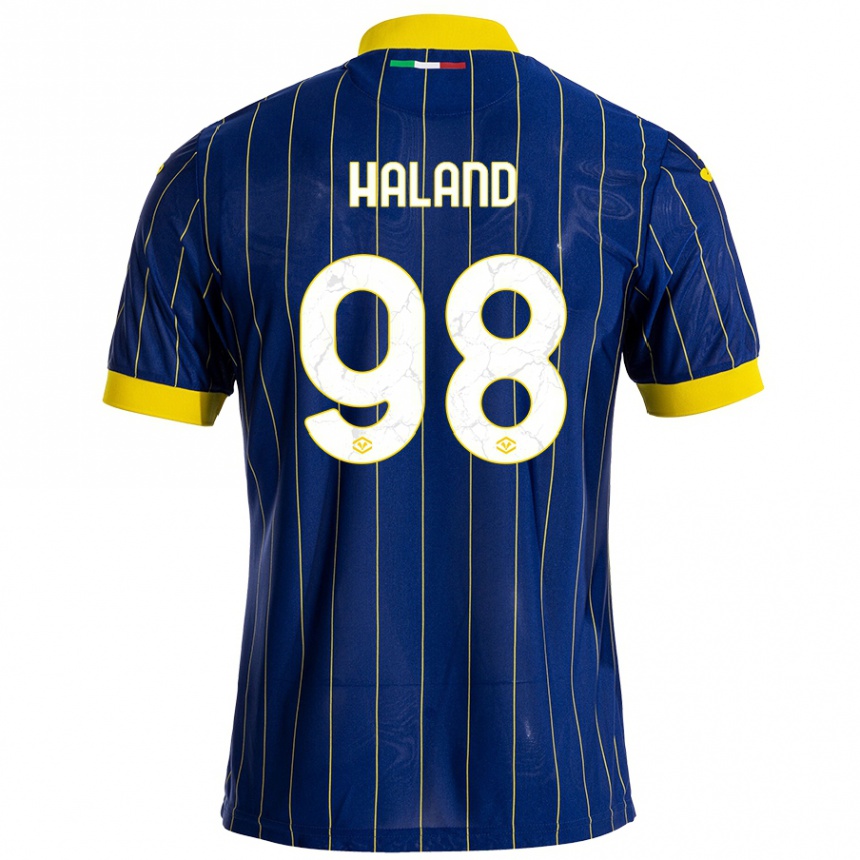 Enfant Football Maillot Benedicte Iversen Håland #98 Bleu Jaune Tenues Domicile 2024/25 Canada