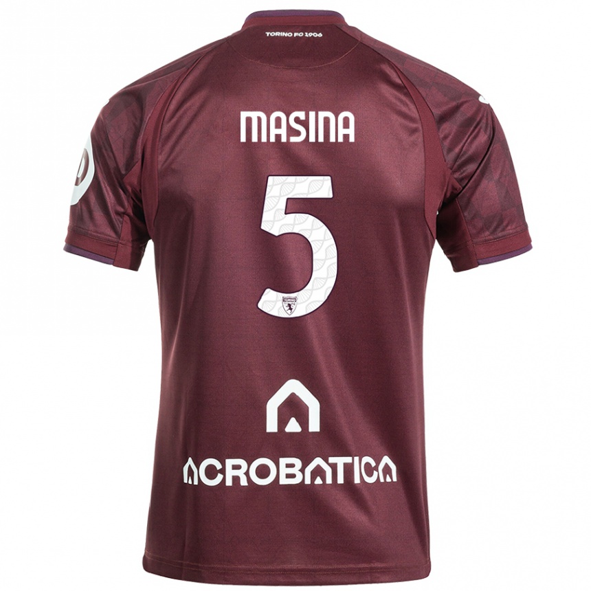 Kids Football Adam Masina #5 Maroon White Home Jersey 2024/25 T-Shirt Canada