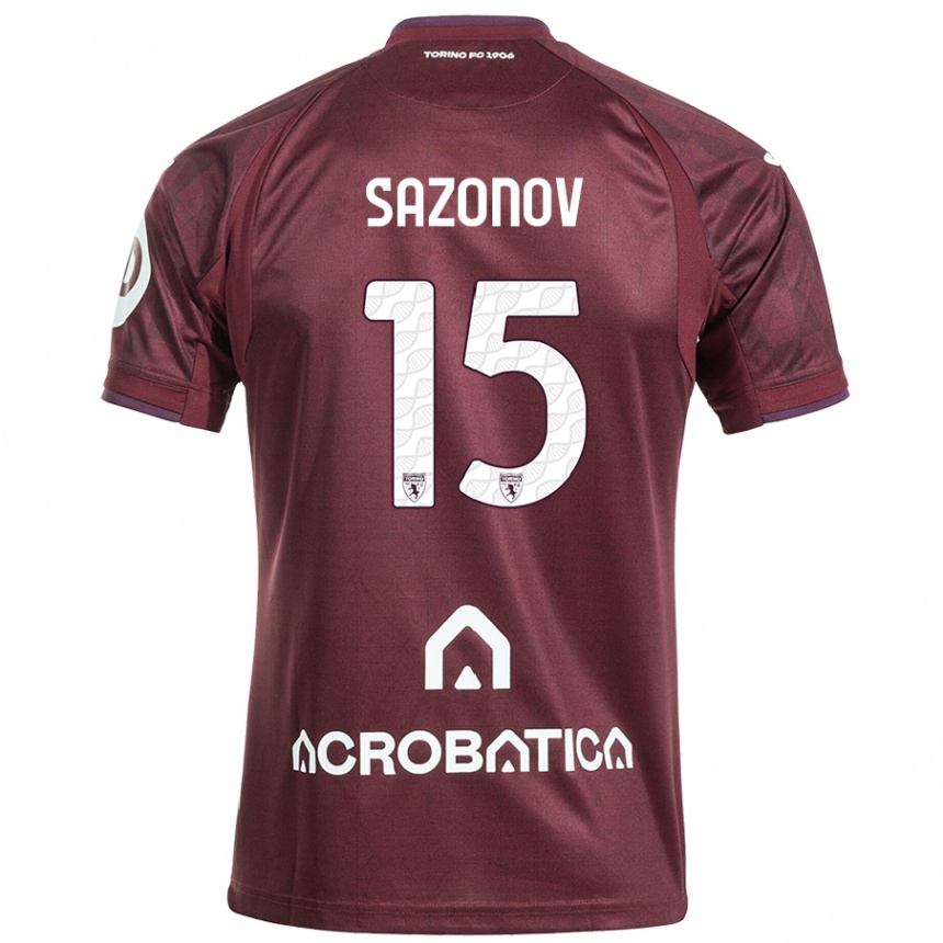 Kids Football Saba Sazonov #15 Maroon White Home Jersey 2024/25 T-Shirt Canada