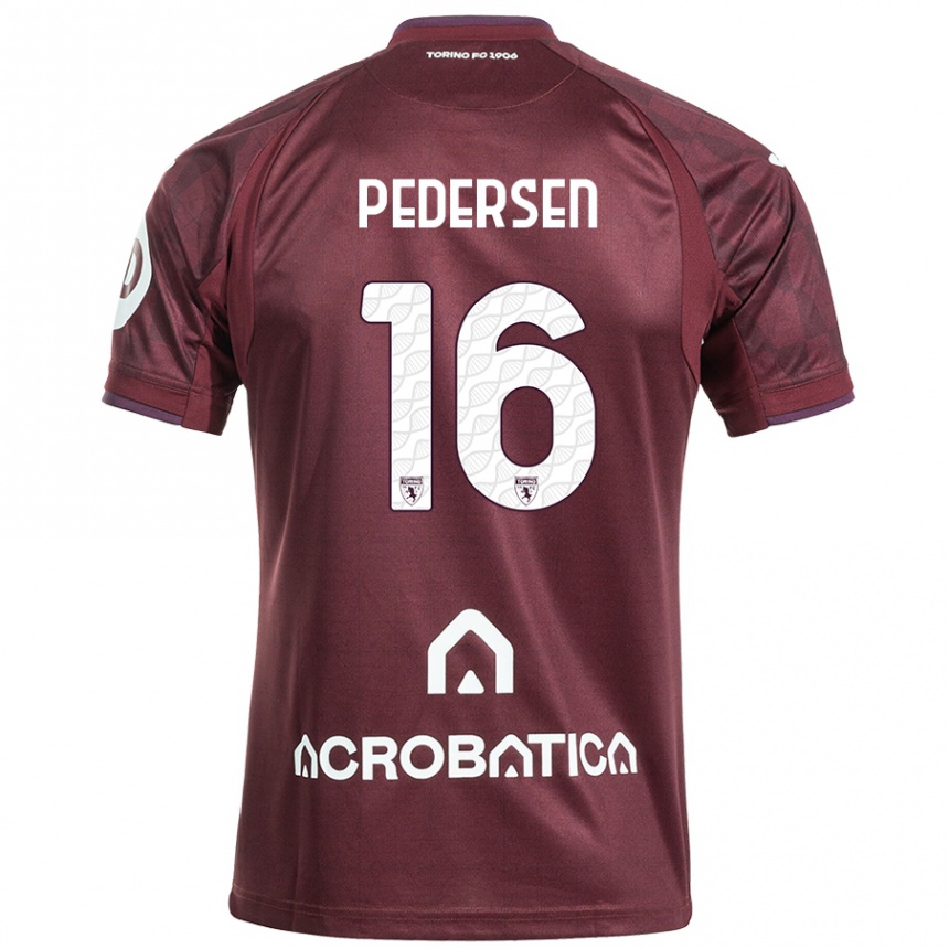 Kids Football Marcus Pedersen #16 Maroon White Home Jersey 2024/25 T-Shirt Canada