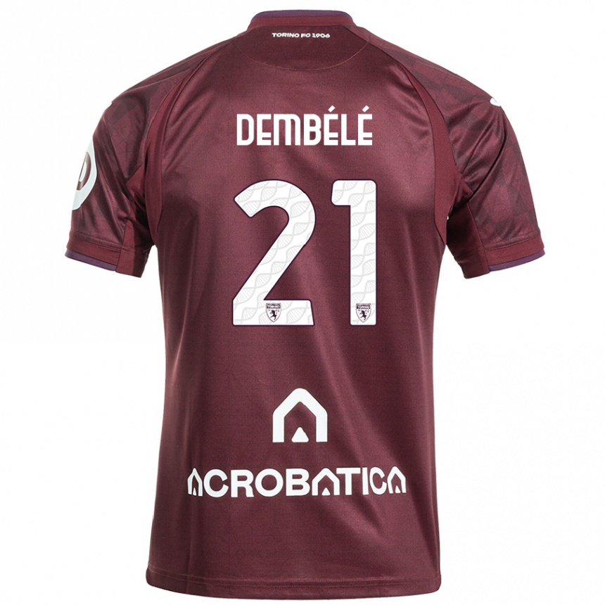 Kids Football Ali Dembélé #21 Maroon White Home Jersey 2024/25 T-Shirt Canada