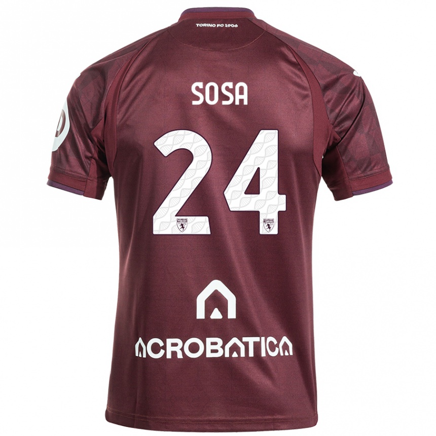 Enfant Football Maillot Borna Sosa #24 Bordeaux Blanc Tenues Domicile 2024/25 Canada