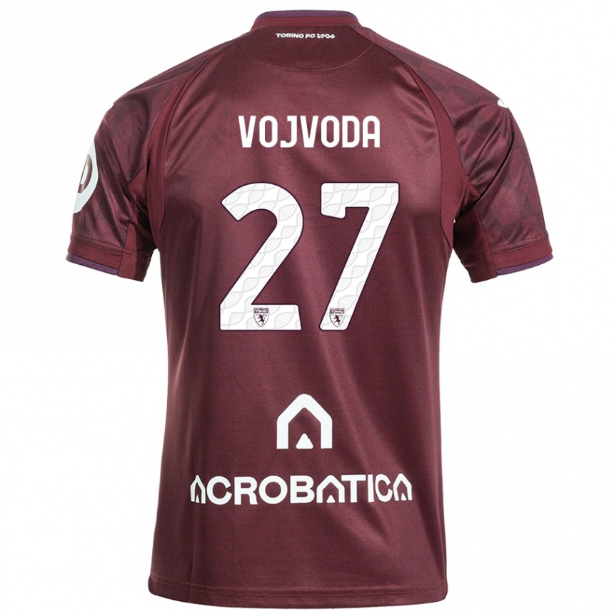 Kids Football Mërgim Vojvoda #27 Maroon White Home Jersey 2024/25 T-Shirt Canada