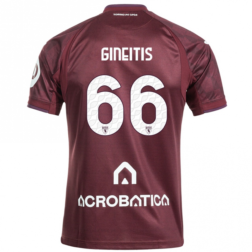 Kids Football Gvidas Gineitis #66 Maroon White Home Jersey 2024/25 T-Shirt Canada