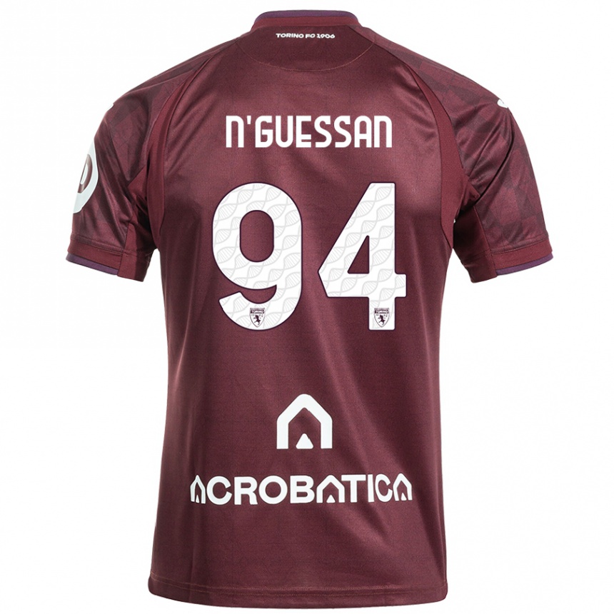 Kids Football Ange Caumenan N'guessan #94 Maroon White Home Jersey 2024/25 T-Shirt Canada