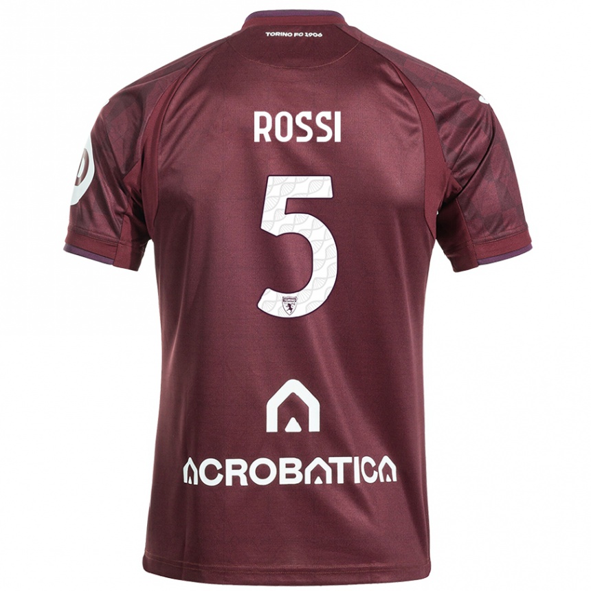 Kids Football Simone Rossi #5 Maroon White Home Jersey 2024/25 T-Shirt Canada