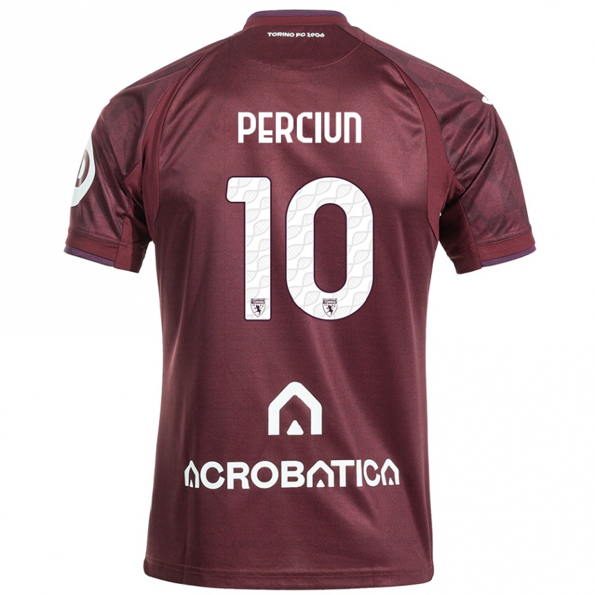 Kids Football Sergiu Perciun #10 Maroon White Home Jersey 2024/25 T-Shirt Canada