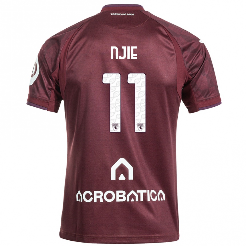 Kids Football Alieu Njie #11 Maroon White Home Jersey 2024/25 T-Shirt Canada