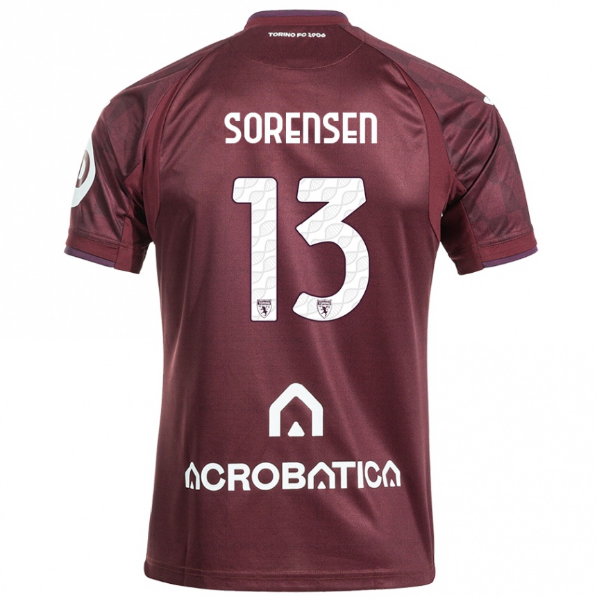 Kids Football Ben Sørensen #13 Maroon White Home Jersey 2024/25 T-Shirt Canada