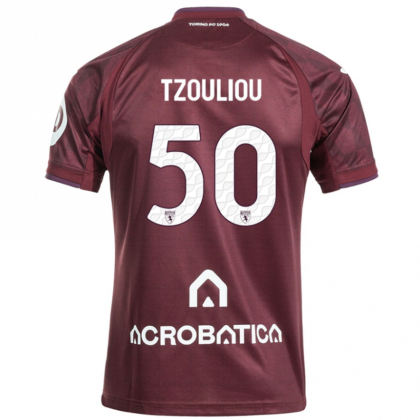 Kids Football Dimitrianos Tzouliou #50 Maroon White Home Jersey 2024/25 T-Shirt Canada