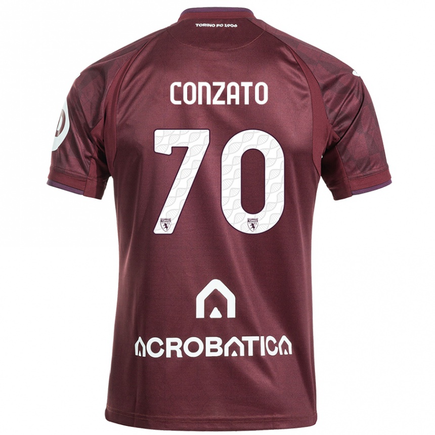 Kids Football Filippo Conzato #70 Maroon White Home Jersey 2024/25 T-Shirt Canada