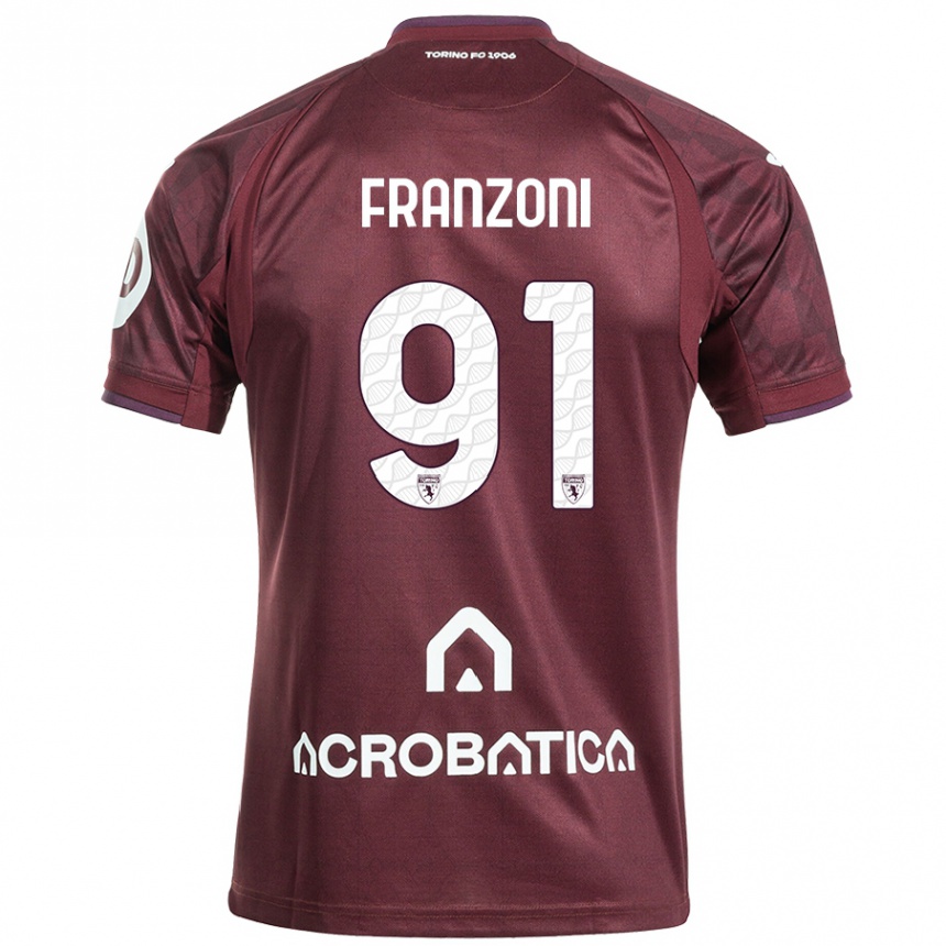 Kids Football Nicolò Franzoni #91 Maroon White Home Jersey 2024/25 T-Shirt Canada