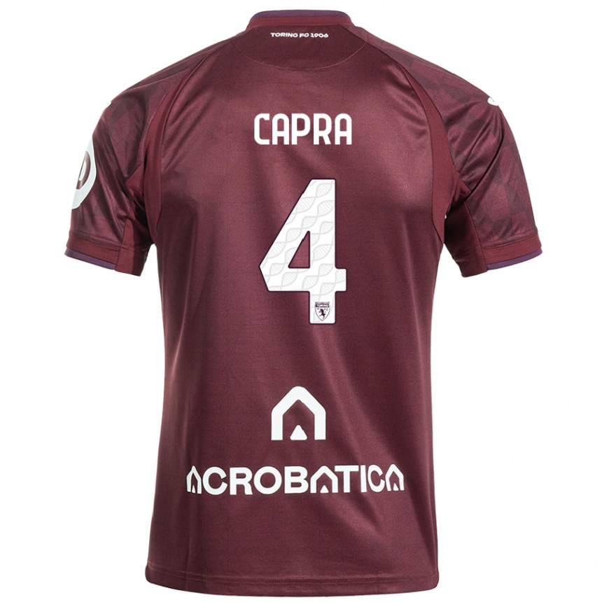 Kids Football Valentina Capra #4 Maroon White Home Jersey 2024/25 T-Shirt Canada