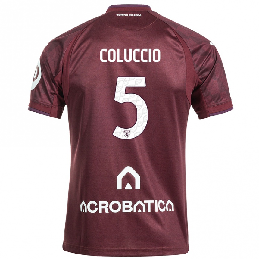 Kids Football Francesca Coluccio #5 Maroon White Home Jersey 2024/25 T-Shirt Canada