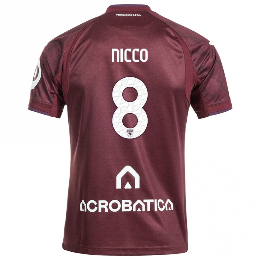 Kids Football Giada Nicco #8 Maroon White Home Jersey 2024/25 T-Shirt Canada