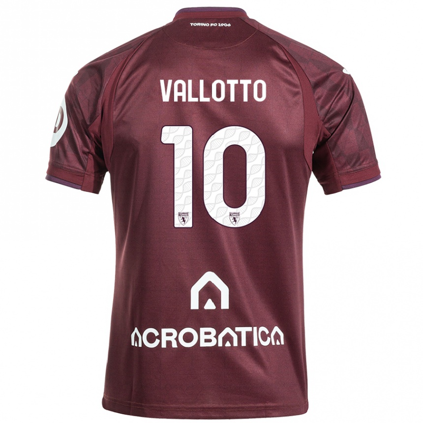 Kids Football Greta Vallotto #10 Maroon White Home Jersey 2024/25 T-Shirt Canada