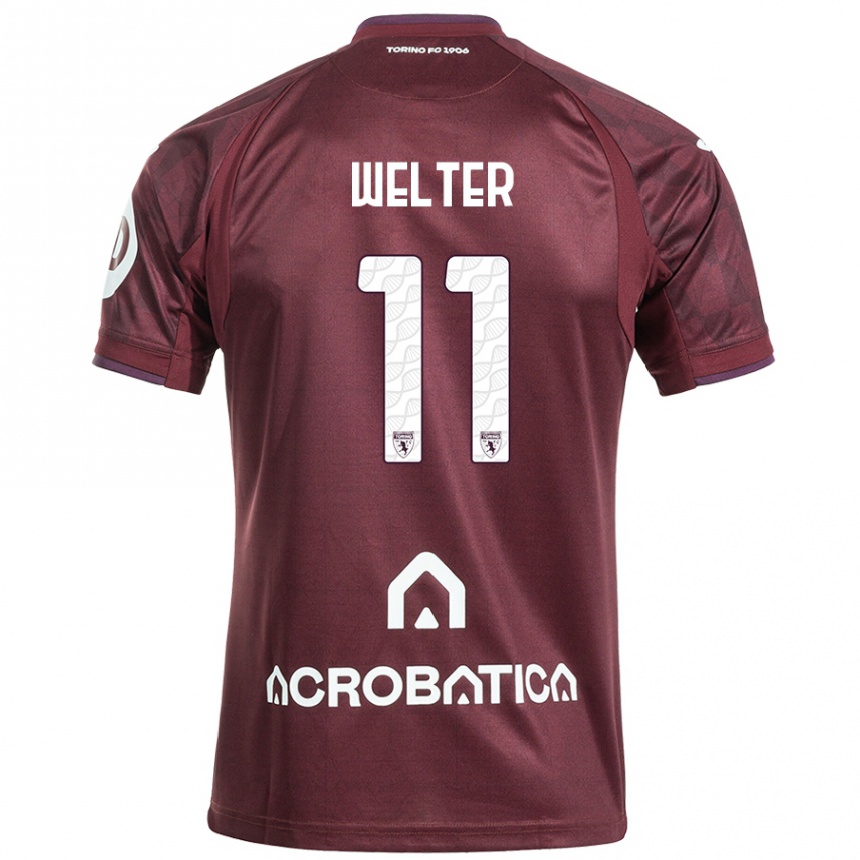 Kids Football Francesca Welter #11 Maroon White Home Jersey 2024/25 T-Shirt Canada