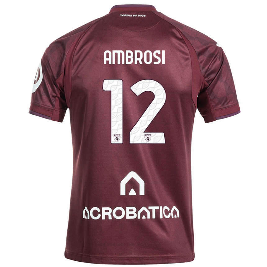 Kids Football Martina Ambrosi #12 Maroon White Home Jersey 2024/25 T-Shirt Canada