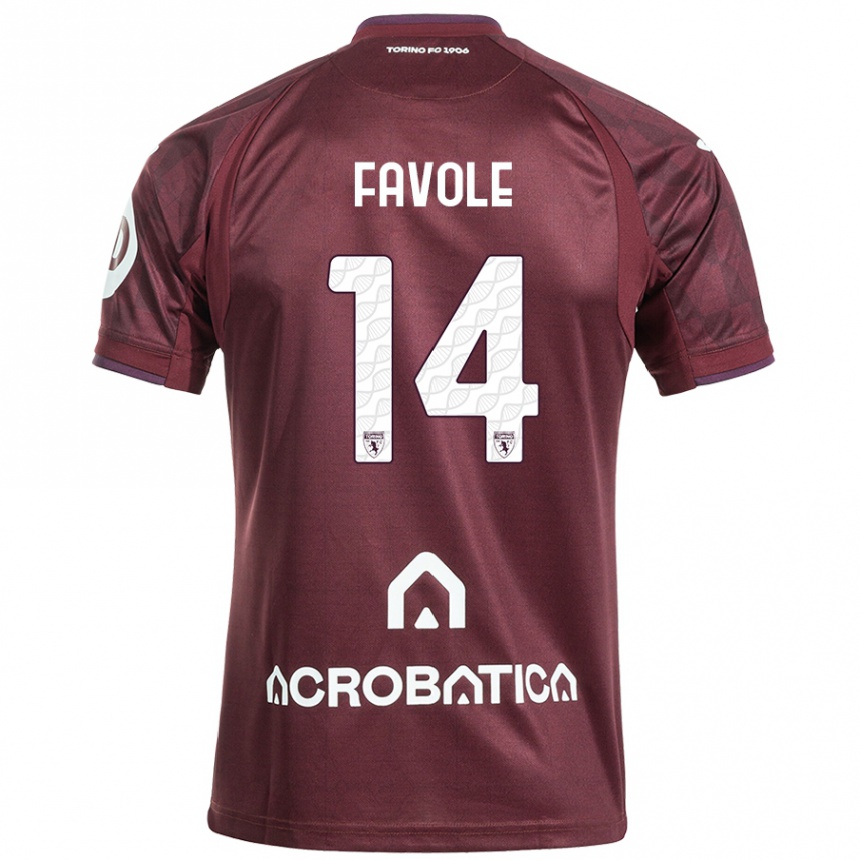 Kids Football Annalisa Favole #14 Maroon White Home Jersey 2024/25 T-Shirt Canada