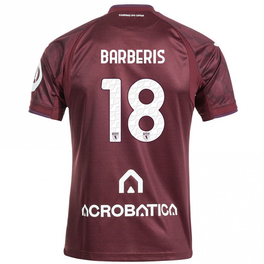 Kids Football Laura Barberis #18 Maroon White Home Jersey 2024/25 T-Shirt Canada