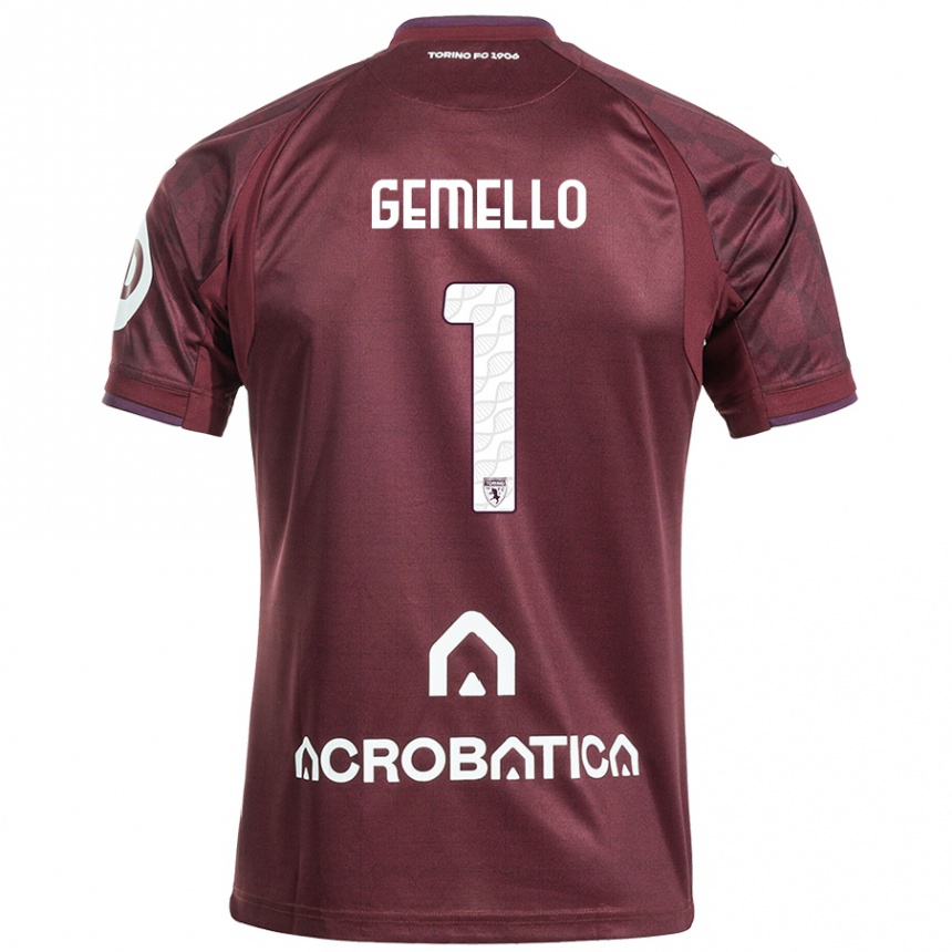 Kids Football Luca Gemello #1 Maroon White Home Jersey 2024/25 T-Shirt Canada