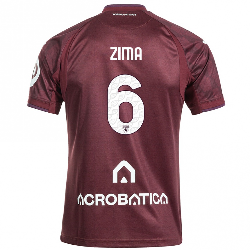 Kids Football David Zima #6 Maroon White Home Jersey 2024/25 T-Shirt Canada