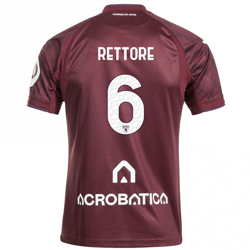 Kids Football Mirko Rettore #6 Maroon White Home Jersey 2024/25 T-Shirt Canada