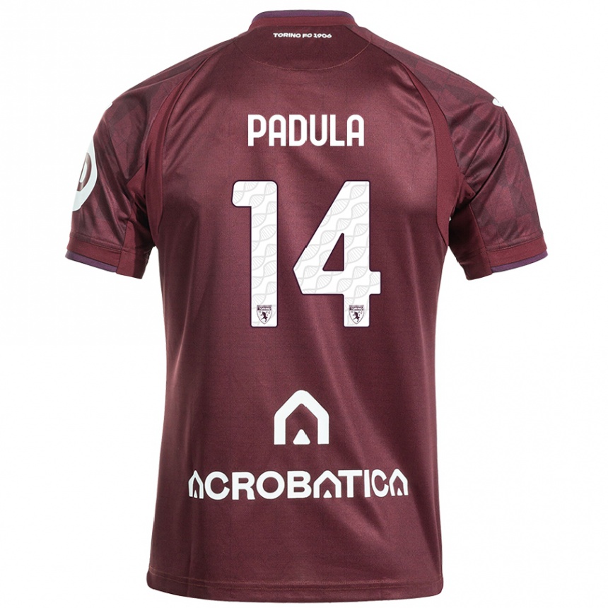 Kids Football Cristian Padula #14 Maroon White Home Jersey 2024/25 T-Shirt Canada