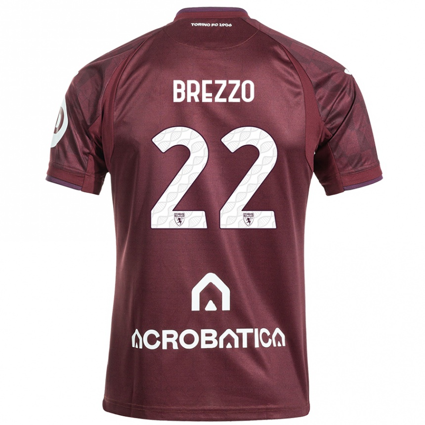 Enfant Football Maillot Matteo Brezzo #22 Bordeaux Blanc Tenues Domicile 2024/25 Canada