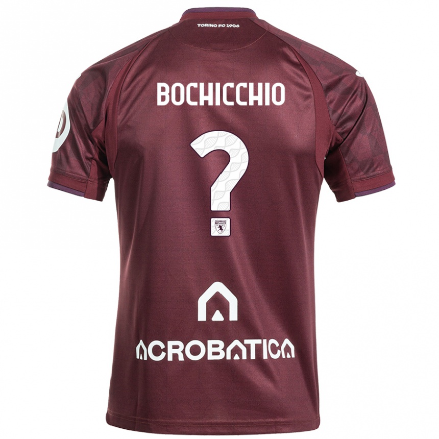 Kids Football Francesco Bochicchio #0 Maroon White Home Jersey 2024/25 T-Shirt Canada