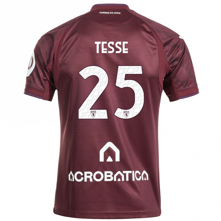 Kids Football Manuela Tesse #25 Maroon White Home Jersey 2024/25 T-Shirt Canada