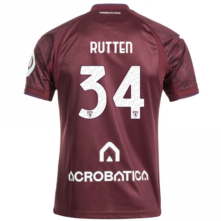 Kids Football Jill Rutten #34 Maroon White Home Jersey 2024/25 T-Shirt Canada