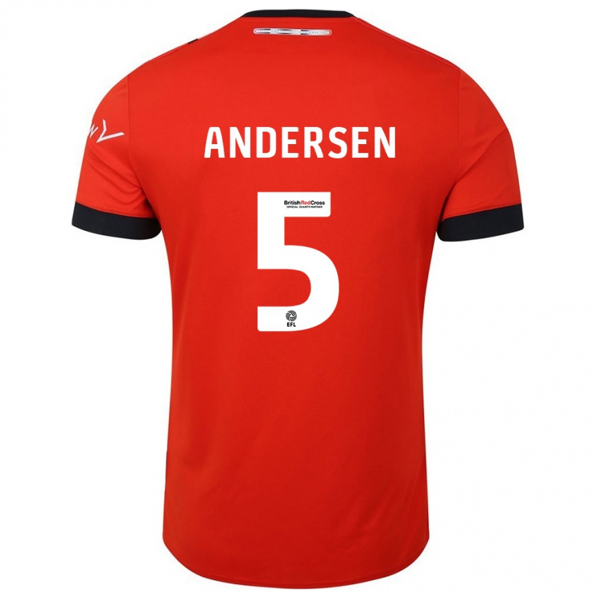 Kids Football Mads Andersen #5 Orange Black Home Jersey 2024/25 T-Shirt Canada