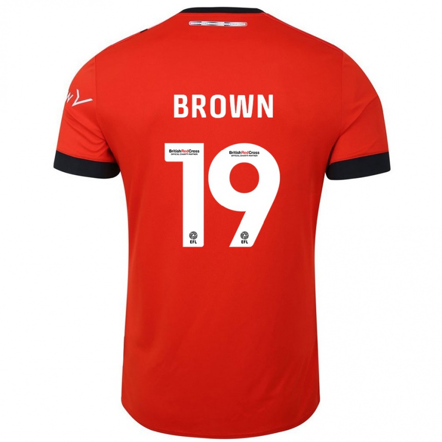 Kids Football Jacob Brown #19 Orange Black Home Jersey 2024/25 T-Shirt Canada