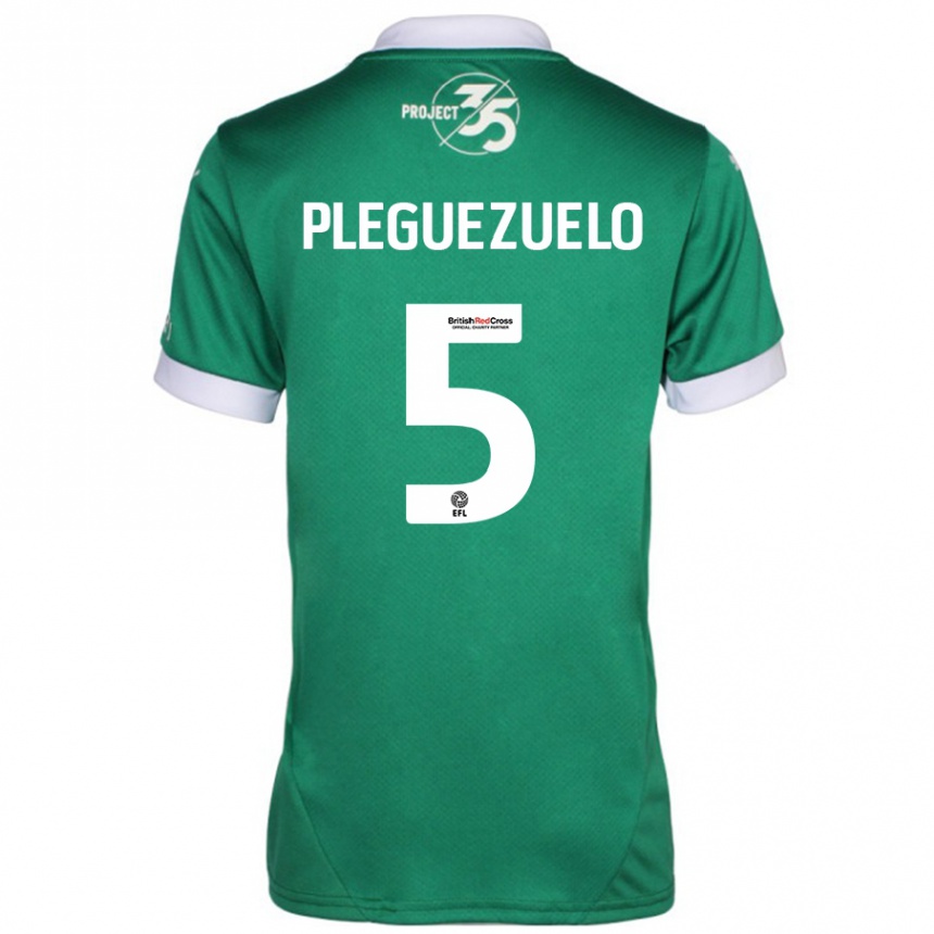 Enfant Football Maillot Julio Pleguezuelo #5 Vert Blanc Tenues Domicile 2024/25 Canada