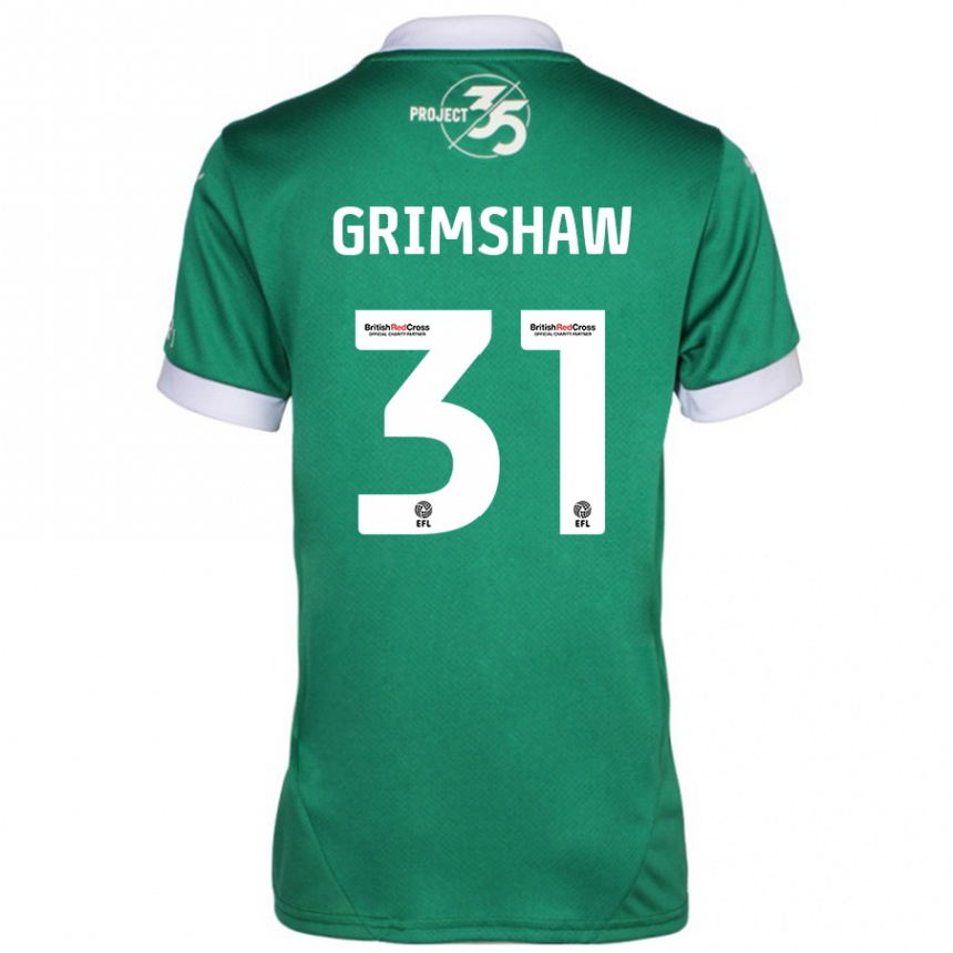 Kids Football Daniel Grimshaw #31 Green White Home Jersey 2024/25 T-Shirt Canada