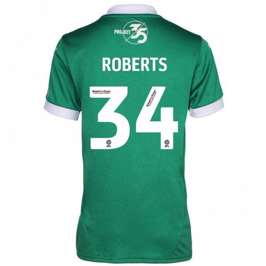 Enfant Football Maillot Caleb Roberts #34 Vert Blanc Tenues Domicile 2024/25 Canada