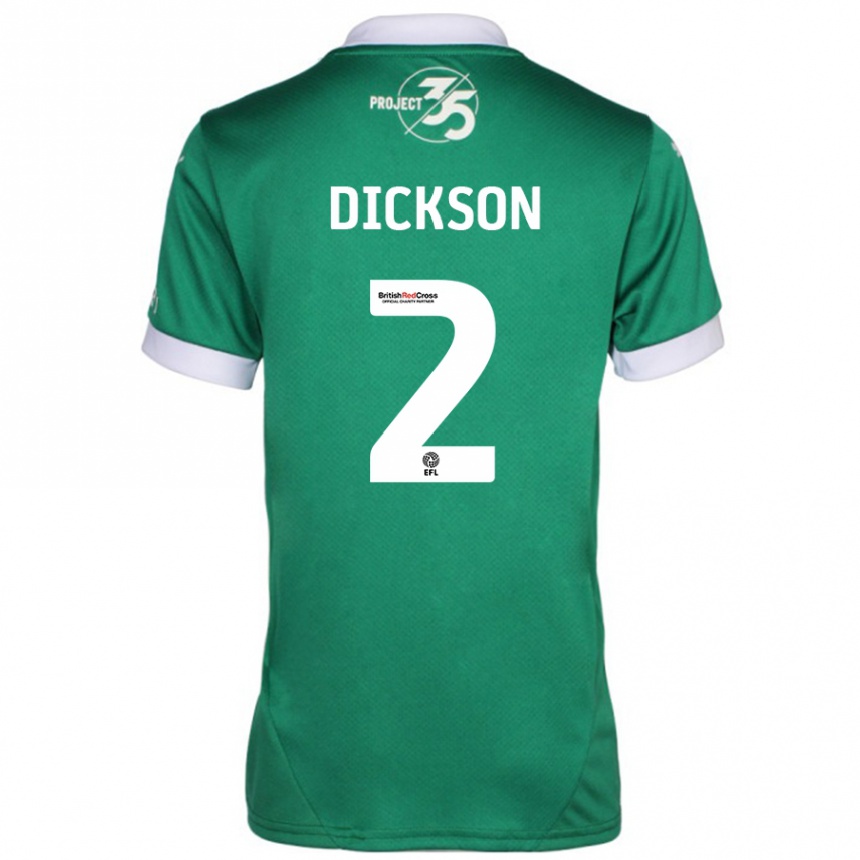 Kids Football Katie Dickson #2 Green White Home Jersey 2024/25 T-Shirt Canada