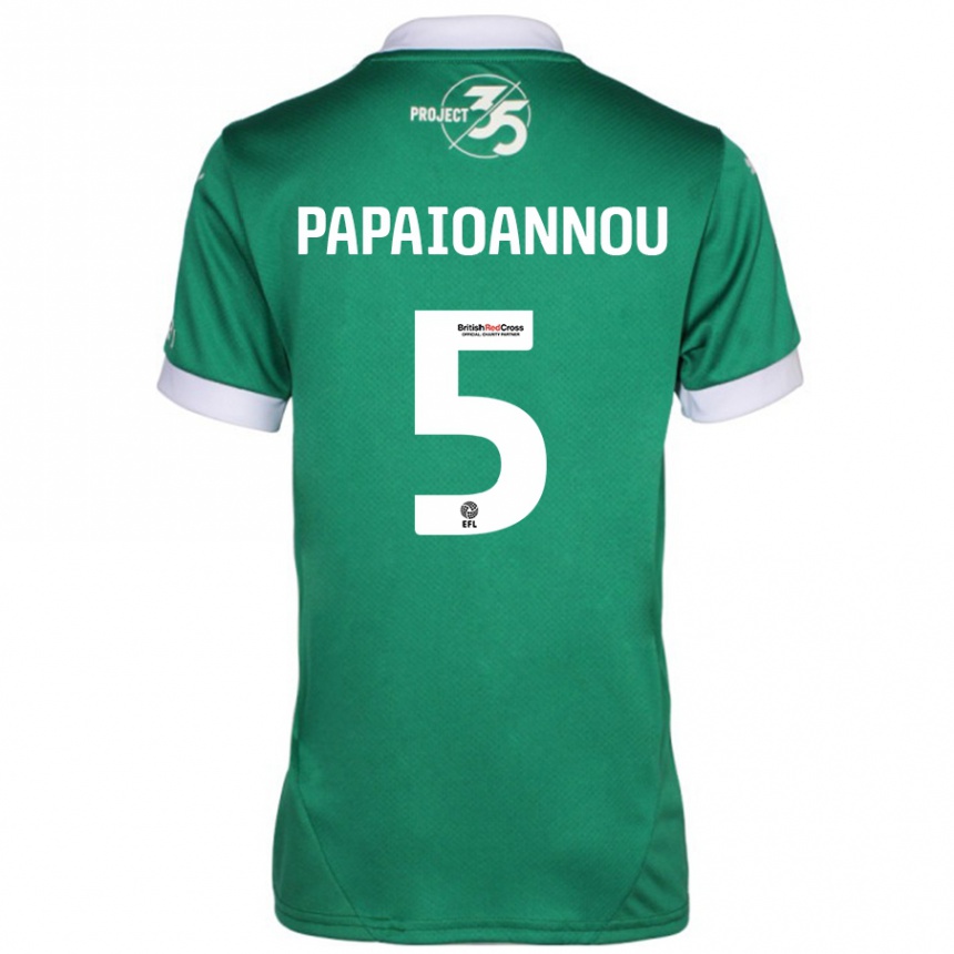 Enfant Football Maillot Panagiota Papaioannou #5 Vert Blanc Tenues Domicile 2024/25 Canada