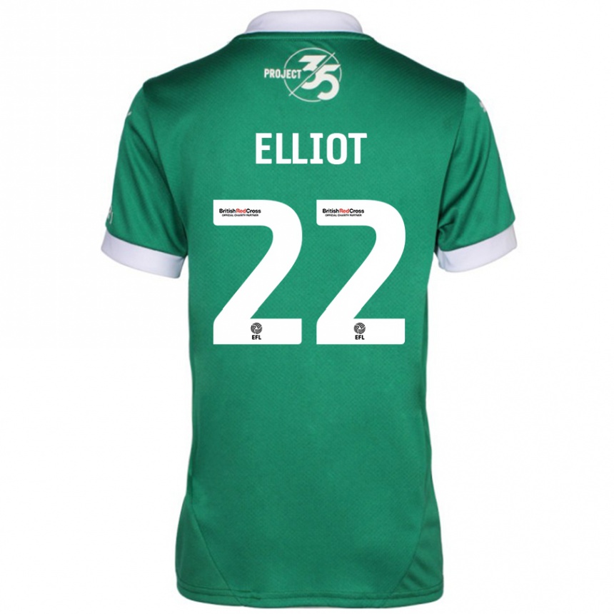 Kids Football Emily Elliot #22 Green White Home Jersey 2024/25 T-Shirt Canada